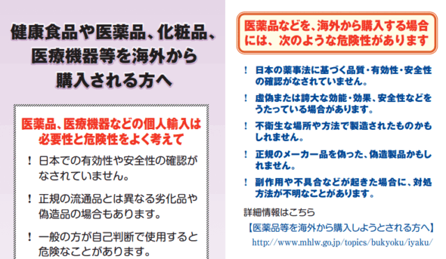 個人輸入の薬を使用する危険性