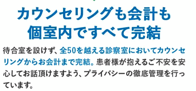 AGAヘアクリニック 個室完結