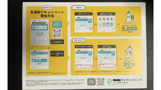 DMMオンラインクリニックAGA治療の友達キャンペーンの使い方