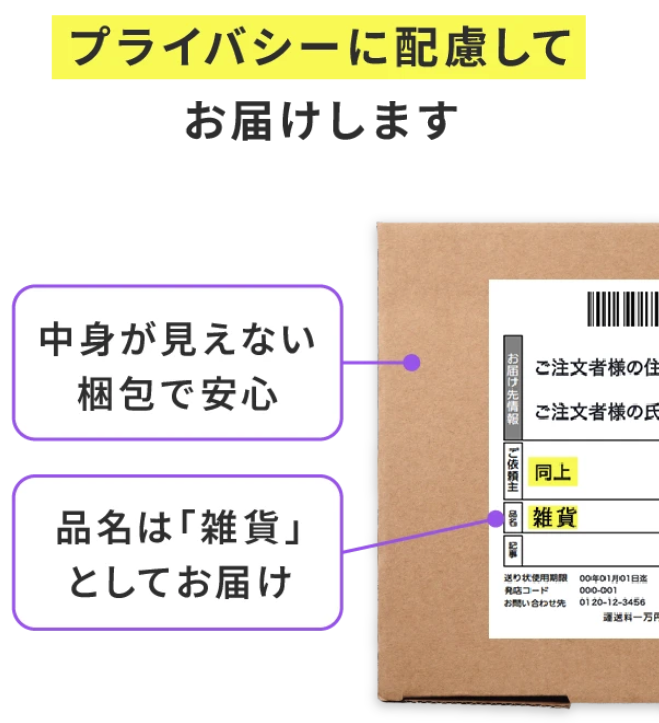 エニピルはプライバシーに配慮してお届け