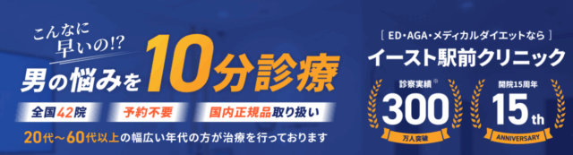 イースト駅前クリニックの診療実績(公式サイトの画像)