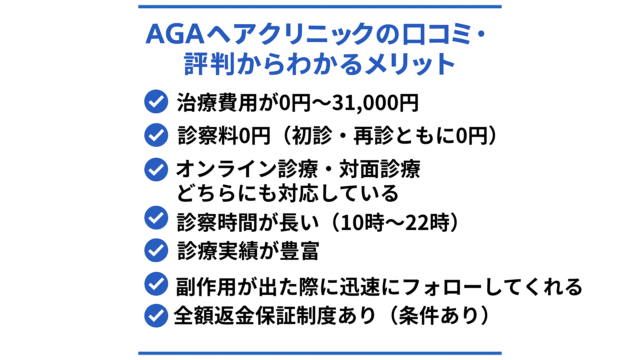 AGAヘアクリニックの口コミ・評判からわかるメリット