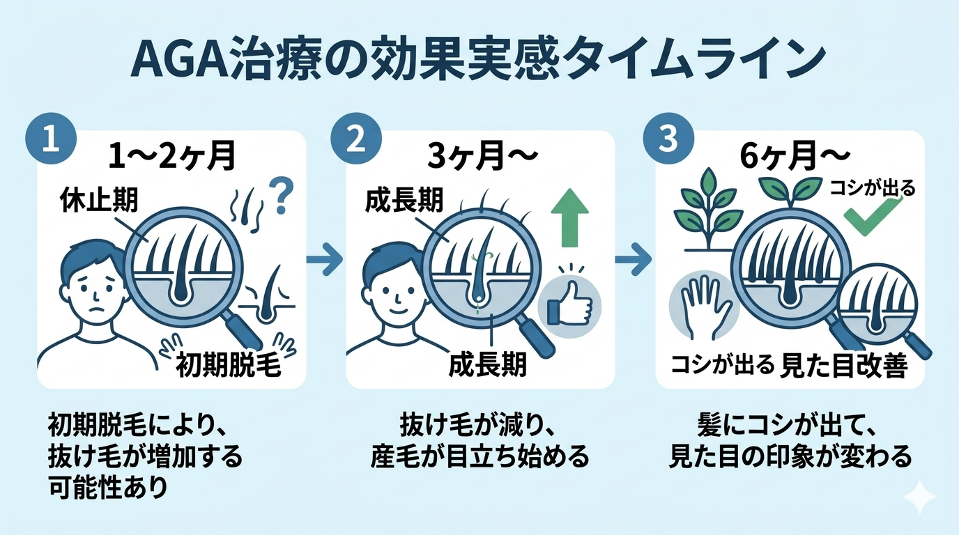 AGA治療の効果実感タイムライン