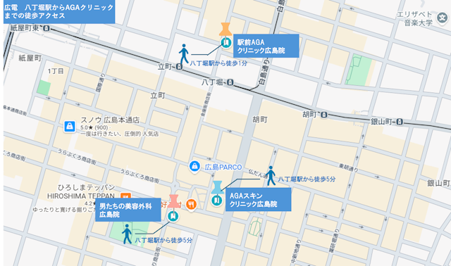 AGAクリニック　八丁堀駅徒歩アクセスマップ