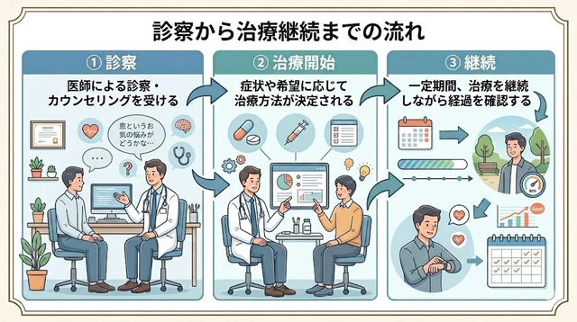 aga,横浜,おすすめ_AGA治療の流れ‗診察から治療継続まで