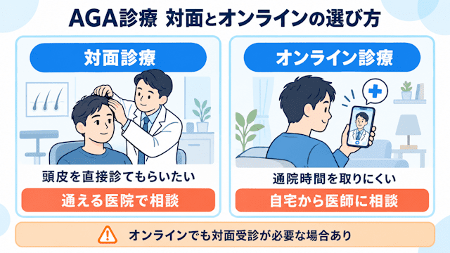 AGA診療：対面とオンラインの選び方
