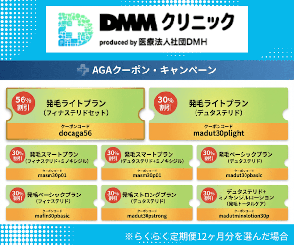 DMMオンラインクリニックAGAのクーポンコード一覧