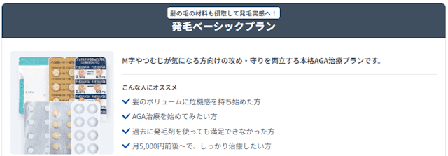 DMMオンラインクリニックAGAの発毛ベーシックプラン