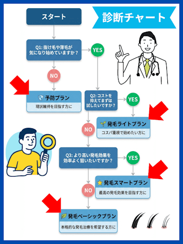 DMMオンラインクリニックAGA,プラン診断チャート