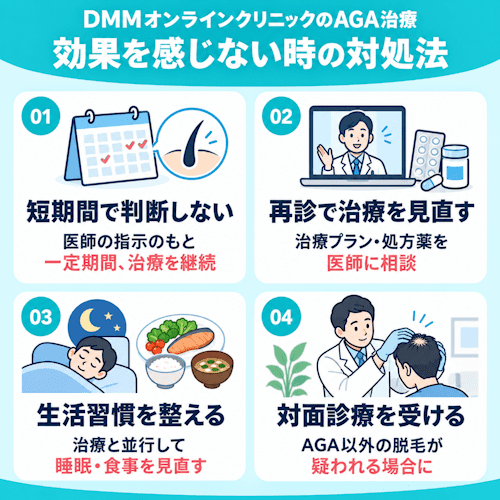 DMMオンラインクリニックのAGA治療で効果を感じない時の対処法