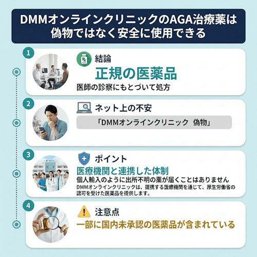 DMMオンラインクリニックのAGA治療薬は偽物ではない