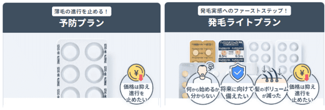 DMMオンラインクリニックの予防プランと発毛ライトプラン
