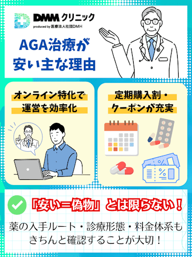 dmmオンラインクリニック,aga,安くても偽物じゃない理由