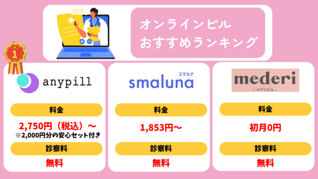 オンラインピル おすすめ ランキング トップ3