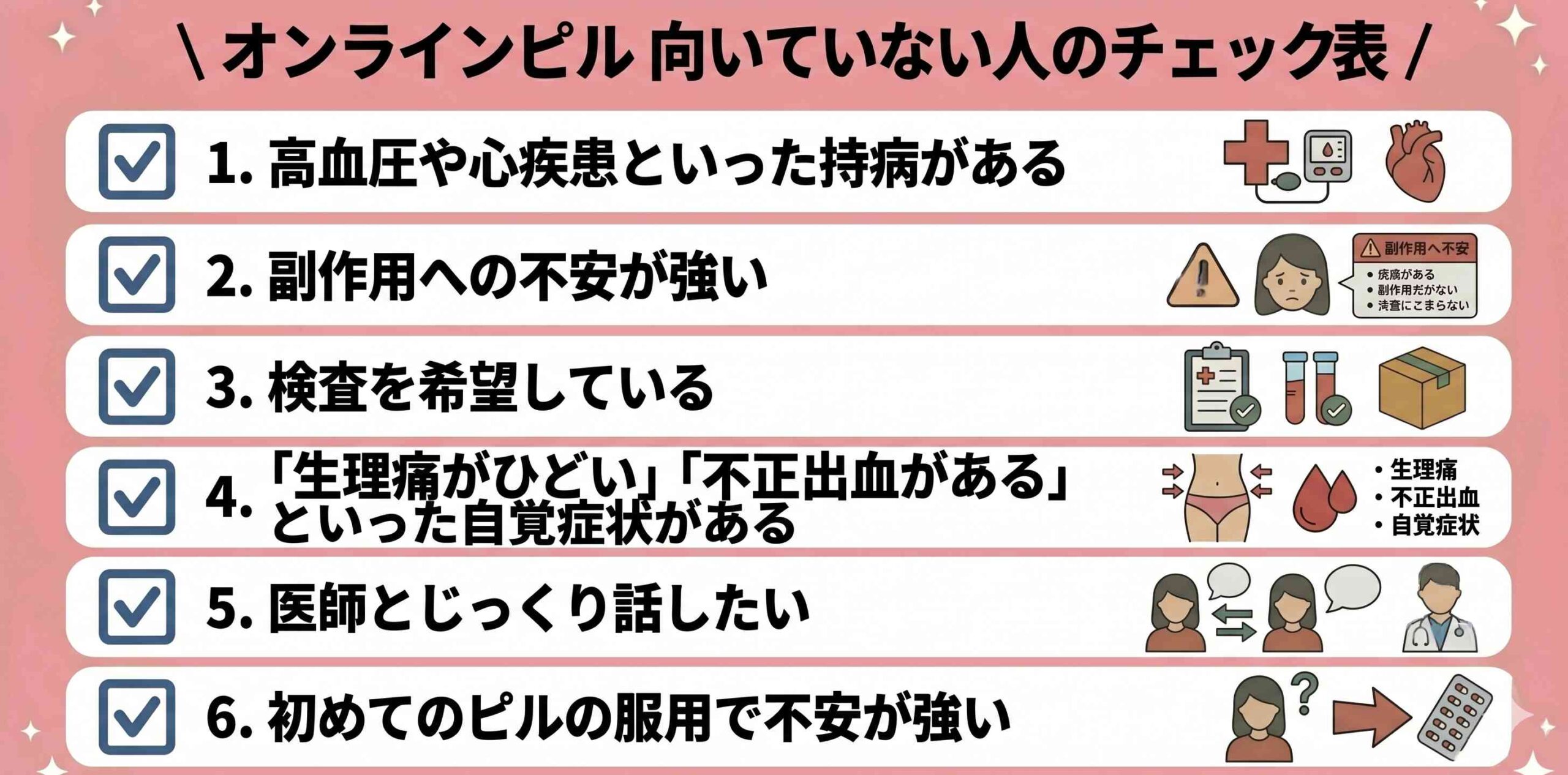 オンラインピルが向いてない人のチェック表
