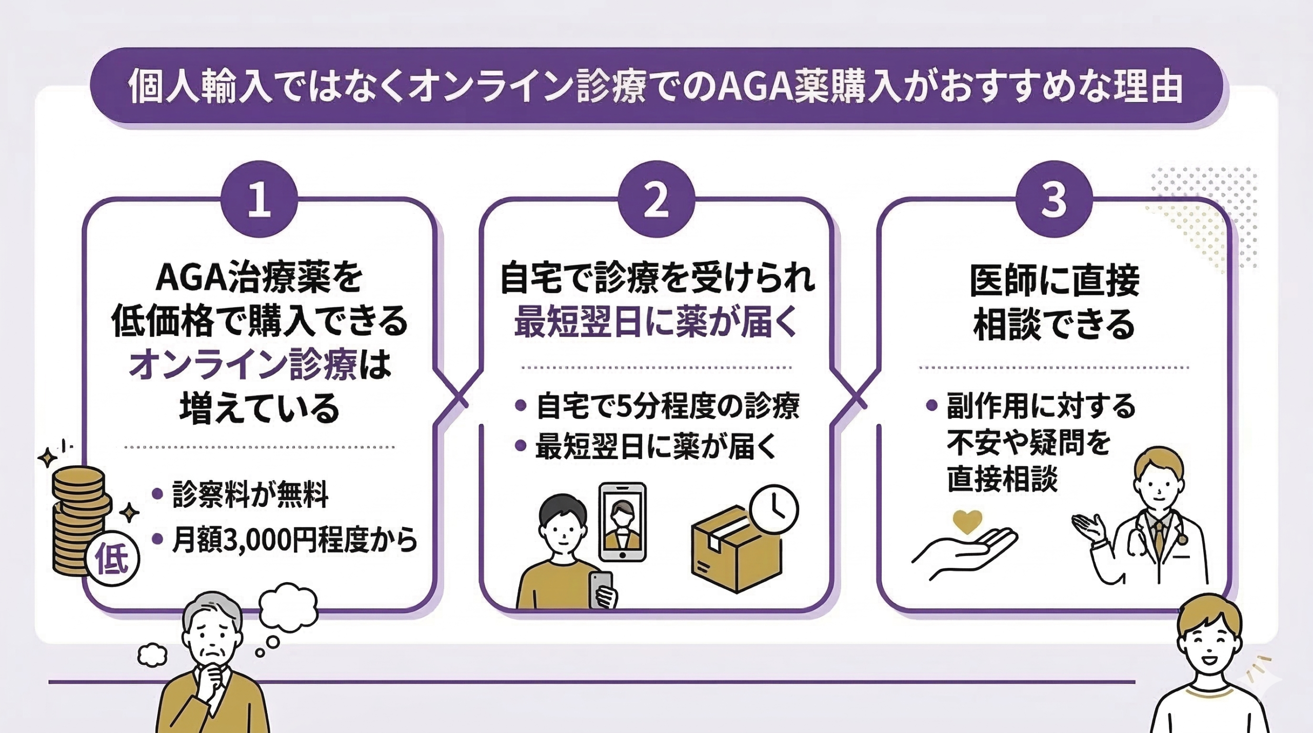 オンライン診療でのAGA薬購入がおすすめな理由
