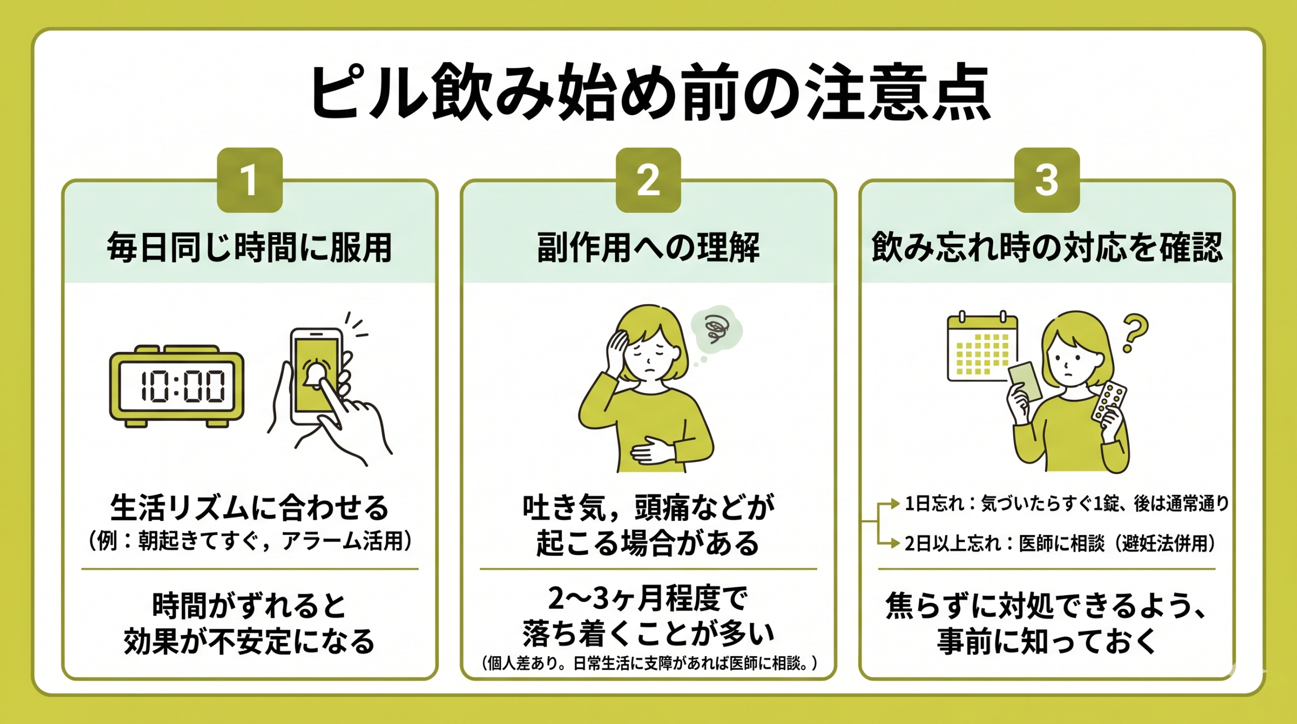 ピル飲み始める前の注意点
