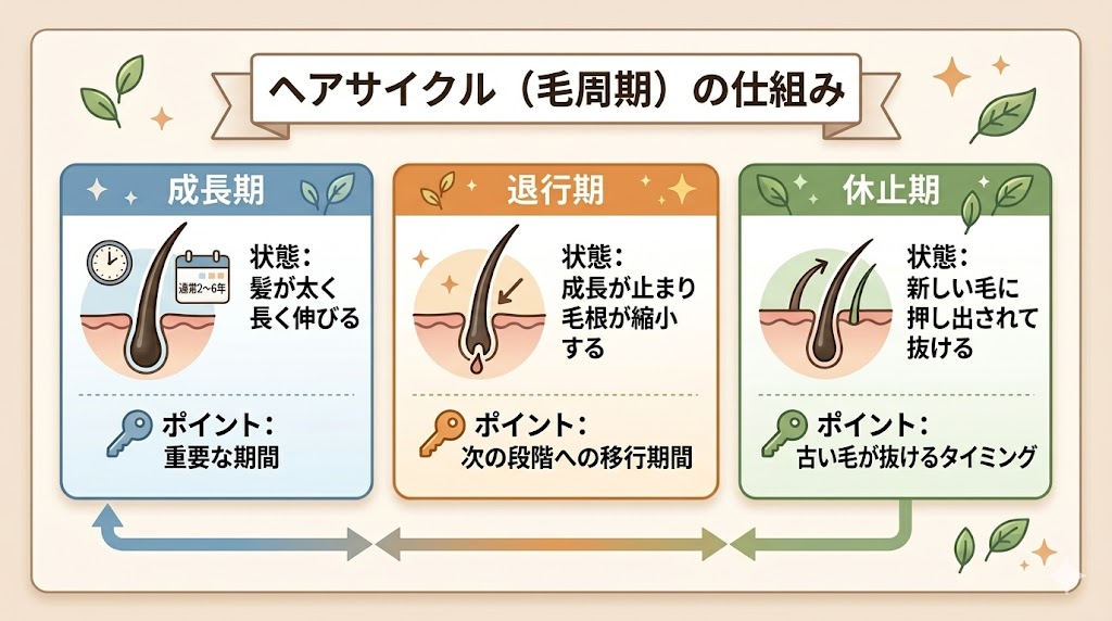 aga 初期脱毛 ひどい‗ヘアサイクルの仕組み