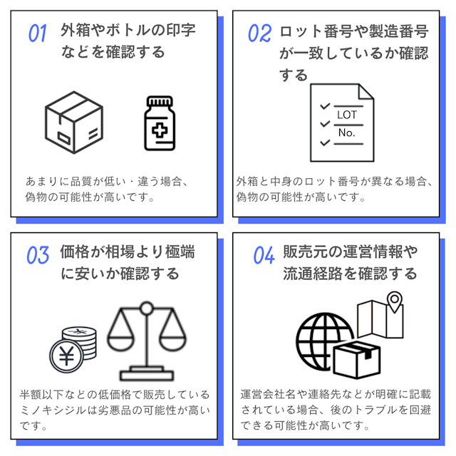ミノキシジルの偽物を見分ける際の注意点