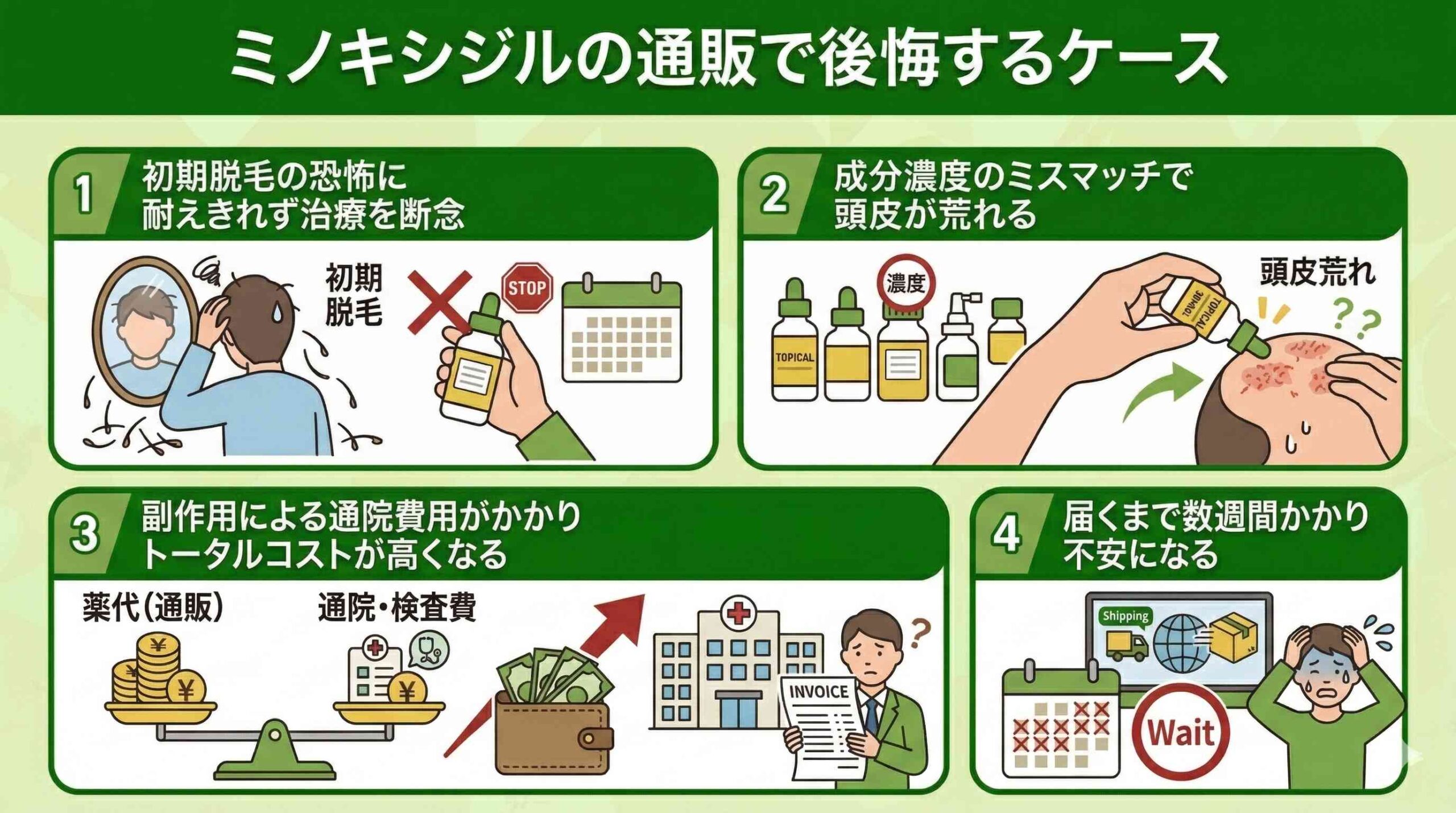 ミノキシジルの通販で後悔するケース