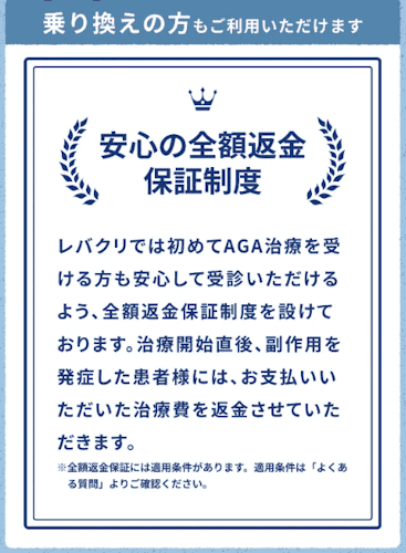 レバクリAGA 全額返金保証制度