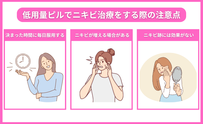 低用量ピルでニキビ治療をする際の注意点