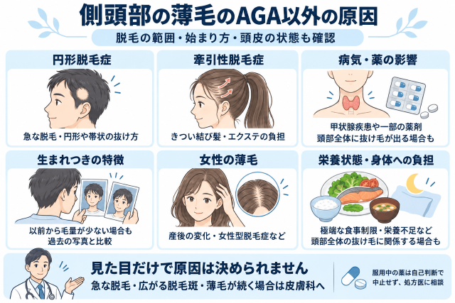 側頭部の薄毛、AGA以外の原因