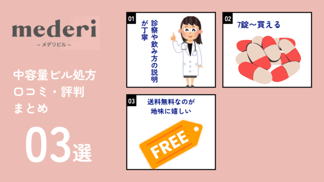 メデリピル 中容量ピル処方 口コミ・評判