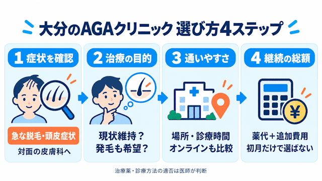 大分でAGAクリニックを選ぶ4つのポイント