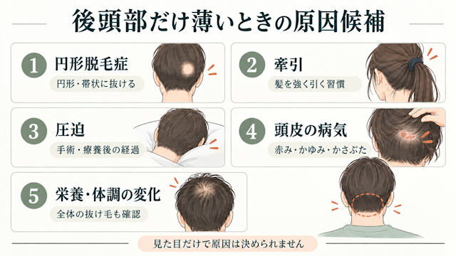 後頭部だけが薄毛 原因