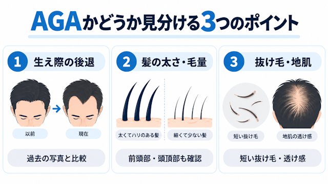生え際 増えた 産毛 原因 AGA 見分ける ポイント