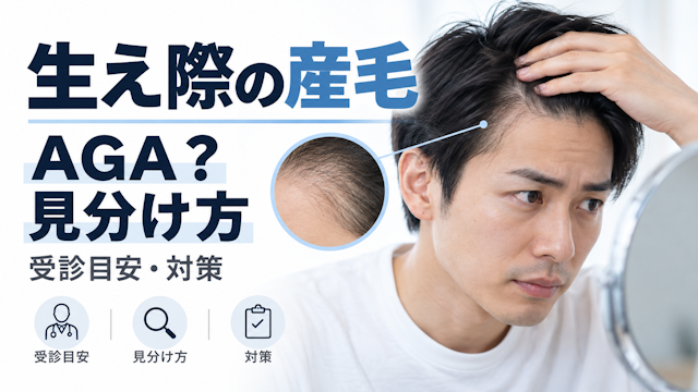 生え際 産毛 増えた 原因 AGA 見分ける 方法 薄毛治療 相談先 自宅 対策 解説