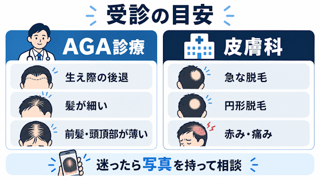 生え際 産毛 増えたとき AGA 皮膚科 受診 目安