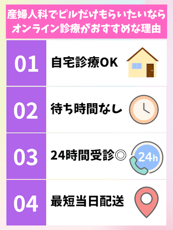 産婦人科,ピルだけもらう,オンライン診療,おすすめな理由