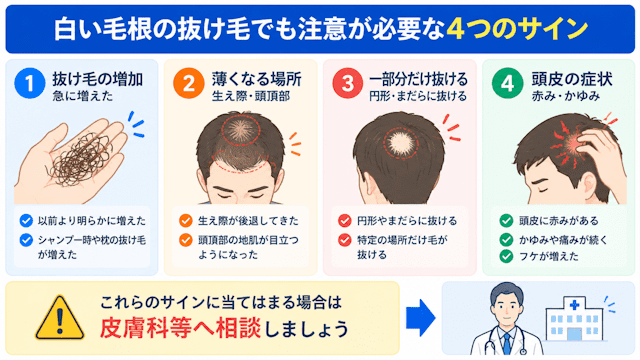 白い毛根の抜け毛でも注意が必要なケース
