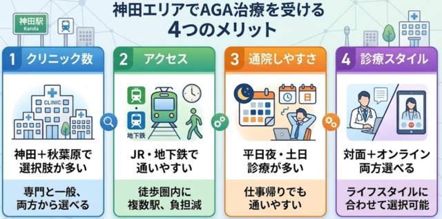 aga,神田,おすすめ_神田エリアでAGA治療を受ける4つのメリット