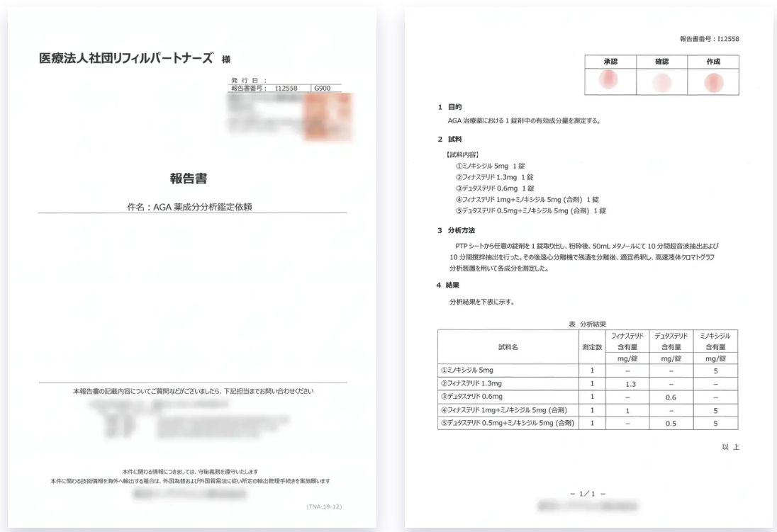 第三者機関による有効成分検査
