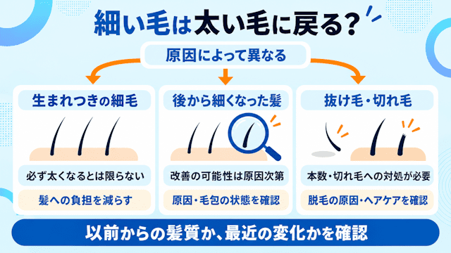 細い毛しか生えない状態から太い毛に戻る可能性