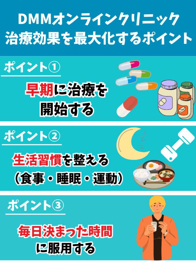 DMMオンラインクリニック AGA治療効果 最大化させるポイント