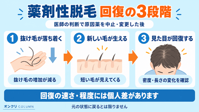 薬剤性脱毛の回復3段階
