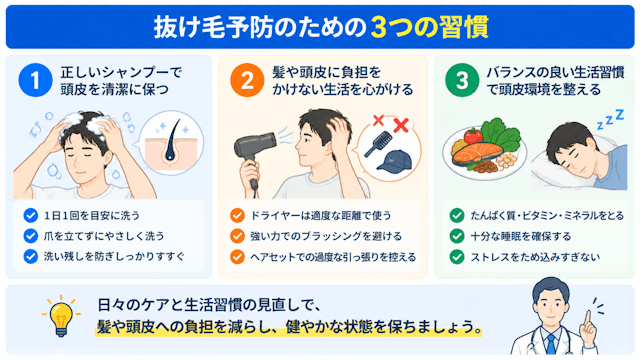 髪・頭皮への負担を減らす抜け毛予防の習慣